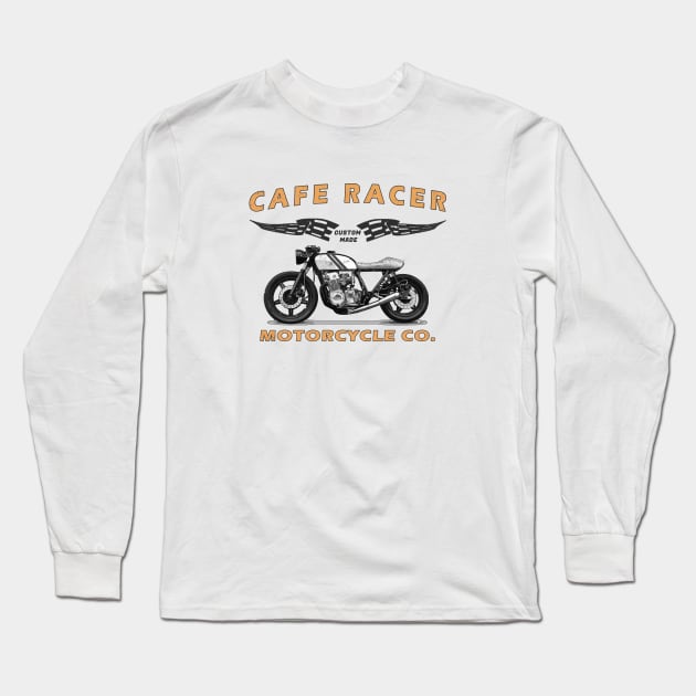 Cafe Racers Vintage Motorcycle Long Sleeve T-Shirt by Jose Luiz Filho